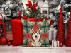 Red and White Alaskan Malamute Christmas Poinsettias Throw Pillow 18" x 18" product image at NuMercy 7