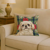 Cream Pekingese Christmas Poinsettias Throw Pillow 18" x 18" product image at NuMercy 2