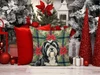 Black and White Tibetan Terrier Christmas Poinsettias Throw Pillow 18" x 18" product image at NuMercy 7