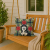 Black and White Alaskan Malamute Christmas Poinsettias Throw Pillow 18" x 18" product image at NuMercy 3