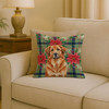 Red Leonberger Christmas Poinsettias Throw Pillow 18" x 18" product image at NuMercy 2