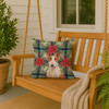 Red and White Bull Terrier Christmas Poinsettias Throw Pillow 18" x 18" product image at NuMercy 3
