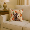 Chocolate and Rust Miniature Pinscher Min Pin Heirloom Fall Throw Pillow 18" x 18" product image at NuMercy 2
