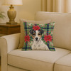 White and Black Jack Russell Terrier Christmas Poinsettias Throw Pillow 18" x 18" product image at NuMercy 2