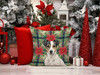 White and Black Jack Russell Terrier Christmas Poinsettias Throw Pillow 18" x 18" product image at NuMercy 7