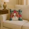 White with Red Papillon Christmas Poinsettias Throw Pillow 18" x 18" product image at NuMercy 2