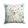 White Great Pyrenees Coastal Sea Glass Throw Pillow 18" x 18" product image at NuMercy