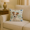 White with Tan Markings Russell Terrier Coastal Sea Glass Throw Pillow 18" x 18" product image at NuMercy 2