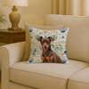 Chocolate and Rust Miniature Pinscher Min Pin Coastal Sea Glass Throw Pillow 18" x 18" product image at NuMercy 2