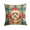 Sable Havanese Christmas Poinsettias Throw Pillow 18" x 18" product image at NuMercy