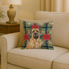 Fawn English Mastiff Christmas Poinsettias Throw Pillow 18" x 18" product image at NuMercy 2