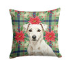White Jack Russell Terrier Christmas Poinsettias Throw Pillow 18" x 18" product image at NuMercy