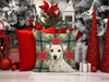 White Jack Russell Terrier Christmas Poinsettias Throw Pillow 18" x 18" product image at NuMercy 7