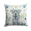 Blue Neapolitan Mastiff Coastal Sea Glass Throw Pillow 18" x 18" product image at NuMercy