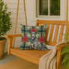 Gray Irish Wolfhound Christmas Poinsettias Throw Pillow 18" x 18" product image at NuMercy 3