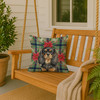 Black and Tan English Toy Spaniel Christmas Poinsettias Throw Pillow 18" x 18" product image at NuMercy 3