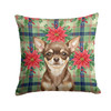 Chocolate Chihuahua Christmas Poinsettias Throw Pillow 18" x 18" product image at NuMercy