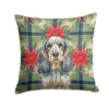 Blue Roan & Tan English Cocker Spaniel Christmas Poinsettias Throw Pillow 18" x 18" product image at NuMercy
