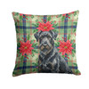 Black Russian Terrier Christmas Poinsettias Throw Pillow 18" x 18" product image at NuMercy