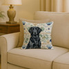 Black Flat-Coated Retriever Coastal Sea Glass Throw Pillow 18" x 18" product image at NuMercy 2