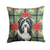 Black Bearded Collie Christmas Poinsettias Throw Pillow 18" x 18" product image at NuMercy