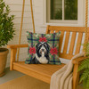 Black Bearded Collie Christmas Poinsettias Throw Pillow 18" x 18" product image at NuMercy 3