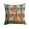 Red German Pinscher Christmas Poinsettias Throw Pillow 18" x 18" product image at NuMercy