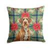 Wirehaired Pointing Griffon Christmas Poinsettias Throw Pillow 18" x 18" product image at NuMercy