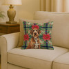 Wirehaired Pointing Griffon Christmas Poinsettias Throw Pillow 18" x 18" product image at NuMercy 2