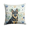 Black and Tan German Shepherd Coastal Sea Glass Throw Pillow 18" x 18" product image at NuMercy