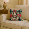 Liver Roan English Cocker Spaniel Christmas Poinsettias Throw Pillow 18" x 18" product image at NuMercy 2