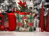Liver Roan English Cocker Spaniel Christmas Poinsettias Throw Pillow 18" x 18" product image at NuMercy 7