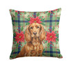 Boykin Spaniel Christmas Poinsettias Throw Pillow 18" x 18" product image at NuMercy