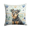 Black and Tan Lakeland Terrier Coastal Sea Glass Throw Pillow 18" x 18" product image at NuMercy