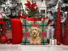 Tawny Briard Christmas Poinsettias Throw Pillow 18" x 18" product image at NuMercy 7