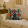 Black American Staffordshire Terrier Christmas Poinsettias Throw Pillow 18" x 18" product image at NuMercy 2