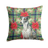 Black and White Greyhound Christmas Poinsettias Throw Pillow 18" x 18" product image at NuMercy
