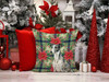 Black and White Greyhound Christmas Poinsettias Throw Pillow 18" x 18" product image at NuMercy 7