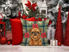 Belge Brussels Griffon Christmas Poinsettias Throw Pillow 18" x 18" product image at NuMercy 7