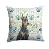 Doberman Pinscher Coastal Sea Glass Throw Pillow 18" x 18" product image at NuMercy