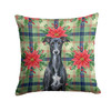 Black Whippet Christmas Poinsettias Throw Pillow 18" x 18" product image at NuMercy