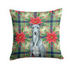 Blue Brindle Greyhound Christmas Poinsettias Throw Pillow 18" x 18" product image at NuMercy