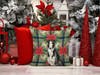 Black and White Borzoi Christmas Poinsettias Throw Pillow 18" x 18" product image at NuMercy 7
