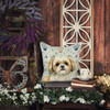 Gold and White Shih Tzu Coastal Sea Glass Throw Pillow 18" x 18" product image at NuMercy 5