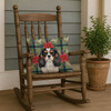 Tricolor Cavalier Spaniel Christmas Poinsettias Throw Pillow 18" x 18" product image at NuMercy 4