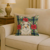 White Collie Christmas Poinsettias Throw Pillow 18" x 18" product image at NuMercy 2