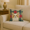 Lemon and White Papillon Christmas Poinsettias Throw Pillow 18" x 18" product image at NuMercy 2