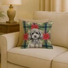 Toy Silver Poodle Christmas Poinsettias Throw Pillow 18" x 18" product image at NuMercy 2