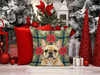 Fawn French Bulldog Christmas Poinsettias Throw Pillow 18" x 18" product image at NuMercy 7