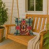 Red Gold Tibetan Mastiff Christmas Poinsettias Throw Pillow 18" x 18" product image at NuMercy 3